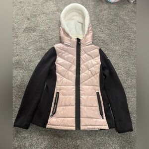 Calvin Klein Performance Pink zipper puff Jacket with removable hood